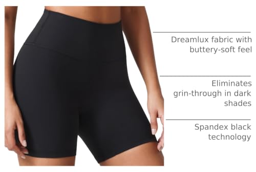 Colorfulkoala Dreamlux No Front Seam Biker Shorts for Women 6-Inch Inseam Black X-Small