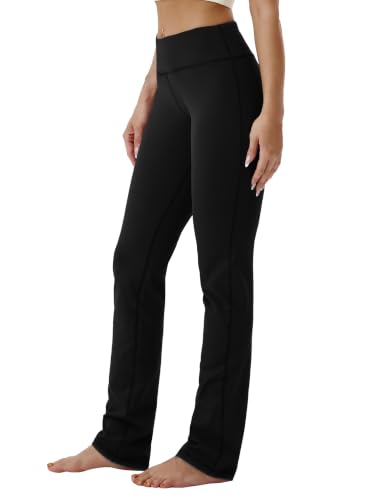 Women’s Tummy Control Yoga Pants with Pockets - Straight Leg, 35" Inseam, XX-Large, Black