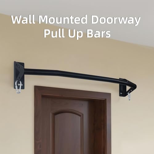 Wall Mounted Pull Up Bar Doorway Support Beam Heavy Duty Strength Training Bar - Black