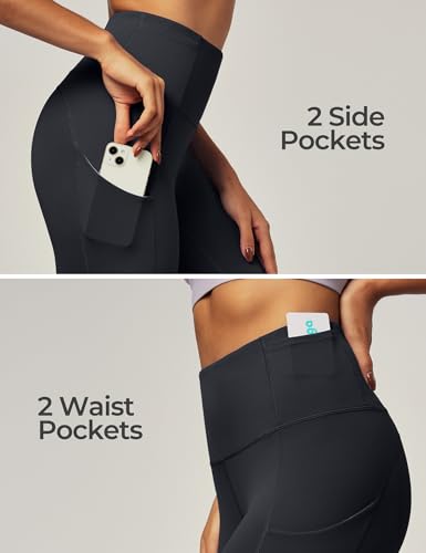 IUGA Women's Tummy Control Yoga Pants with 4 Pockets - Black, X-Large