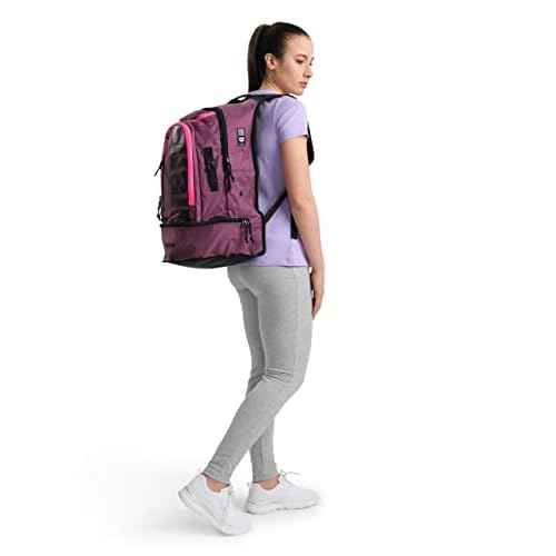 ARENA Unisex Adult Fastpack 3.0 Swimming Athlete Sports Backpack for Swimming Training Gear Gym Bag for Men and Women, 40 Liters, Plum/Neon Pink