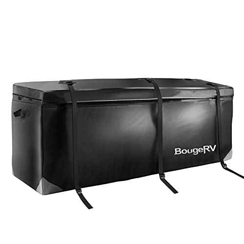 BougeRV Hitch Cargo Carrier Bag Waterproof/Rainproof for Car Truck SUV Vans Rear Mount Trays and Baskets 48'' L x 20'' W x 22'' H