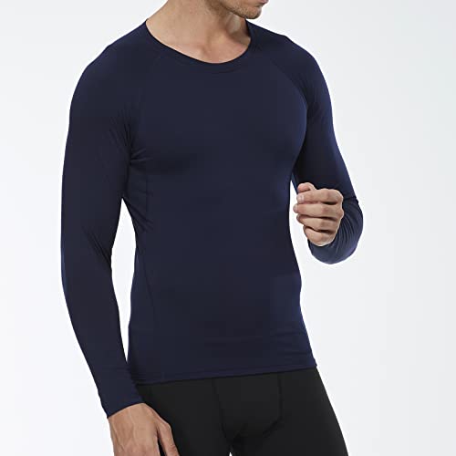 Men's Compression Long Sleeve Workout Shirt - Medium Navy, 1 Pack