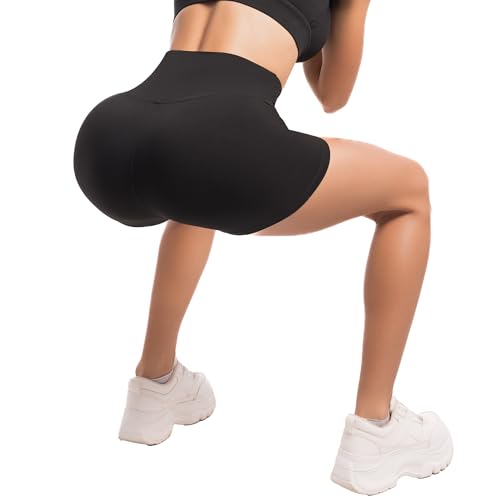 High Waisted Biker Shorts for Women 2 Pack Black Large-X-Large
