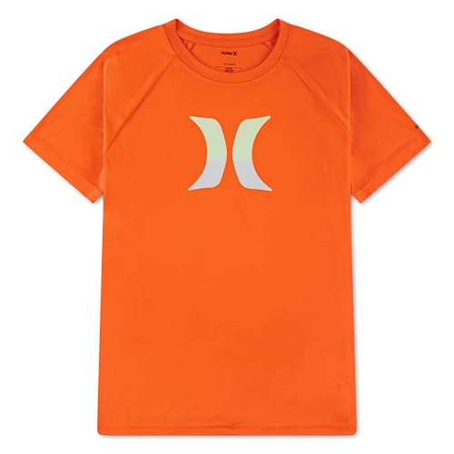 Hurley Boys' Graphic UPF 50+ Rash Guard Swim Shirt - Total Orange/Ombre / Medium