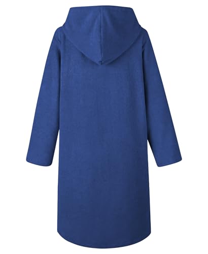 Navy Hooded Surf Poncho with Zipper & Pocket - Beach Robe for Men & Women, Medium