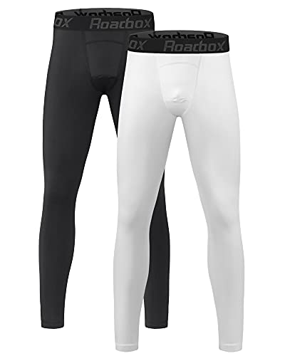 Roadbox Boys Compression Pants - XL Black and White Quick Dry Leggings Base Layer