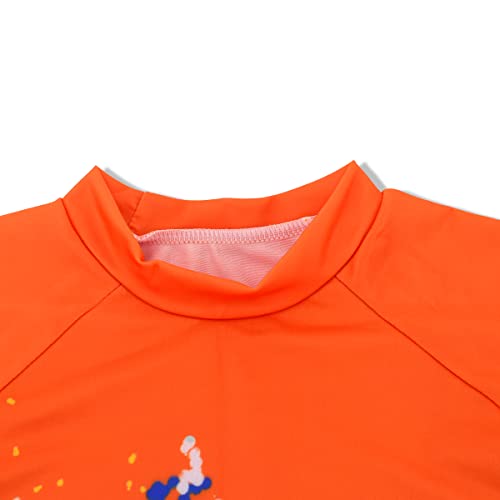 Kids Short Sleeve Dinosaur Rash Guard Swimwear Set - 5-6 Years Orange