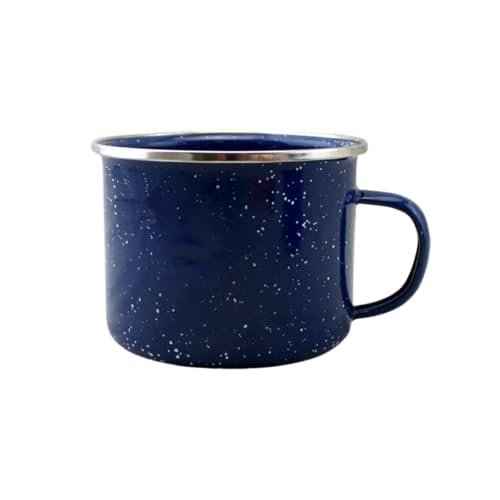 16oz Enamel Mugs 2-Pack - Versatile for Camping, Beach, Travel, Home, and Outdoor Use: Ideal for Hot/Cold Beverages, Soup, and More by Dependable Industries (Blue)