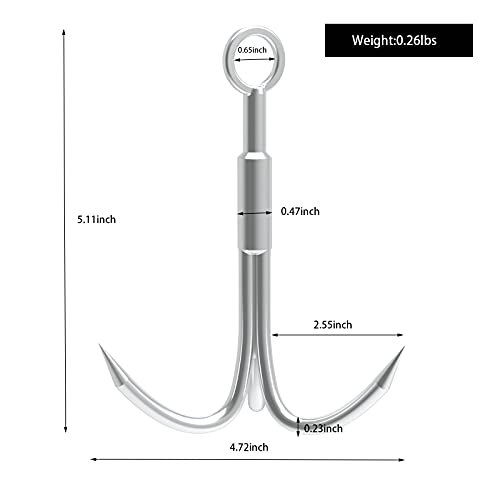 Middle Claw Stainless Steel Grappling Hook for Outdoor Retrieval & Salvage