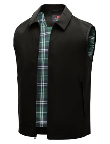 Men's Lightweight Casual Vest with 3 Zip Pockets - Black, 3X-Large