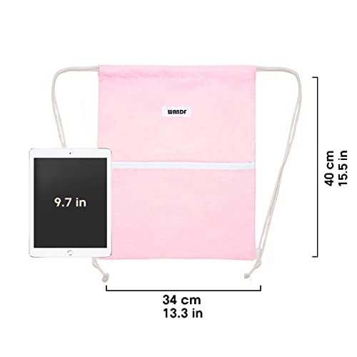 WANDF Light Pink Drawstring Gym Backpack - Foldable & Water-Resistant Sports Sack