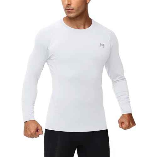 Mens Compression Shirt Long Sleeve Quick Dry Athletic Workout Gym T-Shirt SPF Running Top Sport Undershirt Base Layer