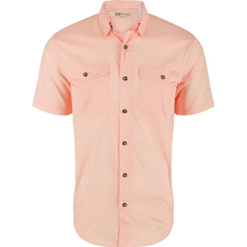 Drake Waterfowl Men's Frat Gingham Check Casual Moisture Wicking Quick Drying Lightweight Short Sleeve Button Plaid Shirt