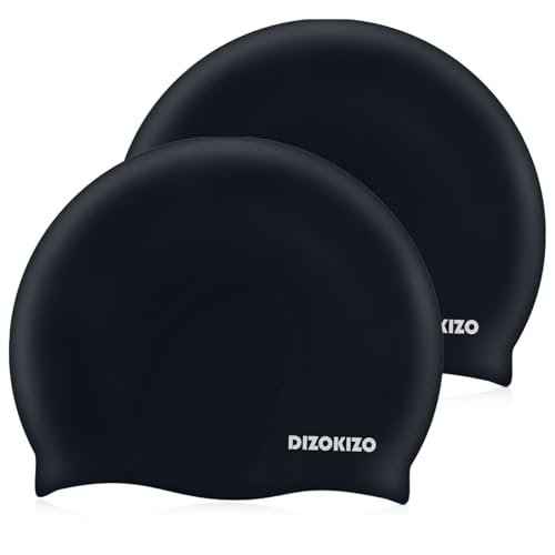 2pcs High Elasticity Silicone Swim Cap for Women and Men, Comfortable Non-Slip Swimming Caps for Long and Short Hair, Durable Waterproof Swim Hats for Adults, Keep Hair Dry