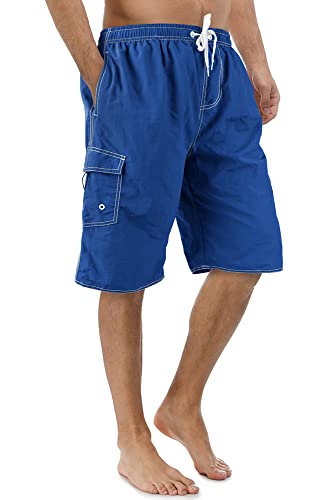 Mens X-Large Dark Blue Quick Dry Swim Trunks with Mesh Lining - Funny Swimwear Bathing Suit
