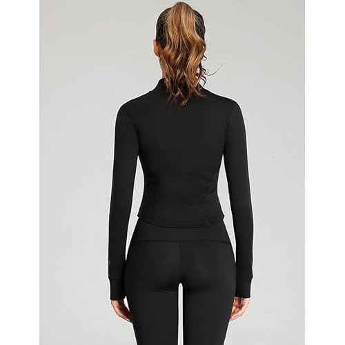 Tanming Women's Full Zip Seamless Workout Jacket Running Yoga Slim Fit Track Jacket