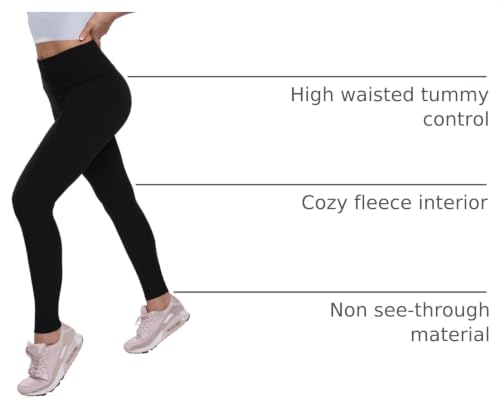 Women’s Fleece Lined Thermal Leggings - Black Small-Medium No Pockets