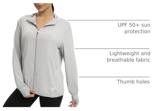 Women's Sun Protection UV Hoodie Jacket XXL Grey Lightweight UPF50+