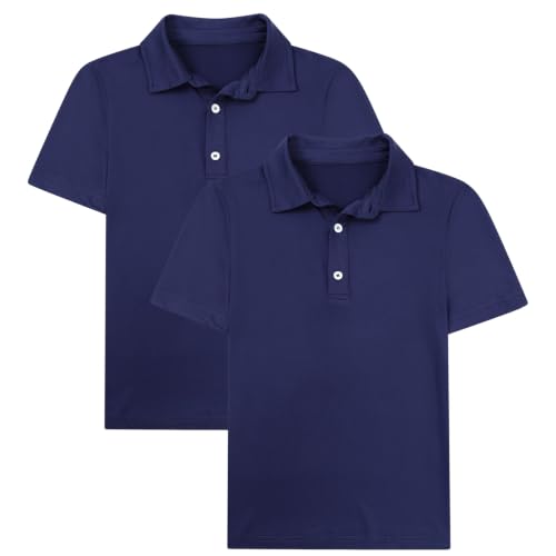 10 Years Navy Performance Polo Shirts for Boys - Pack of 2 School Uniforms