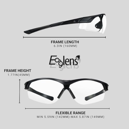 Anti-Fog Photochromic Shooting Safety Glasses with Scratch Resistance - Black, P029bk Not