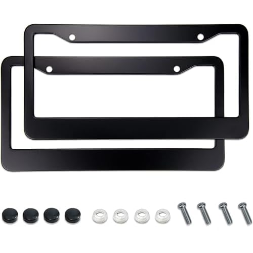 Matte Black License Plate Frames - Airxwills License Plate Covers, 2 Packs Universal Aluminum Tag Frame for License Plate for Front and Rear Car Tag.