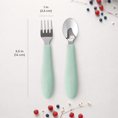 Stainless Steel Toddler Utensil Set 6 Pieces - Mint, Yellow, Pink