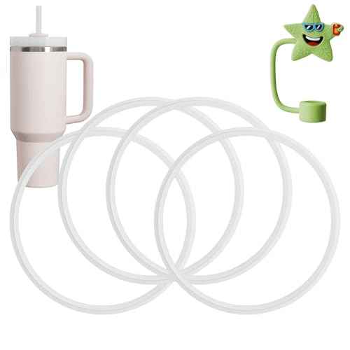 Replacement Lid Gasket Seal for Stanley 40oz Tumblers, 4 Seals & 1 Straw Cap, BPA-Free Silicone Seal for Adventure Quencher H2.0 Flowstate, Leak-Proof, Food Grade