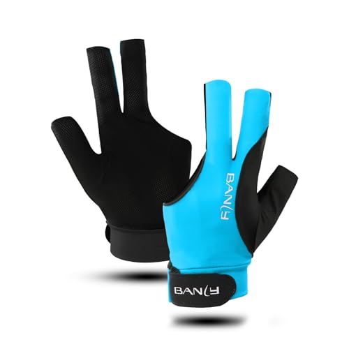 Banly Billiard Pool Gloves Left Hand 3 Finger Blue Small - Snooker Cue Sport