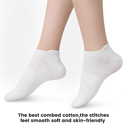 Women's Ankle Cotton Socks - Low Cut Athletic No Show Socks, 6 Pairs, White & Black Colors