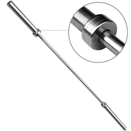 Yaheetech 7-Foot Olympic Barbell with Collars - Solid Iron Weightlifting Rod - Chrome Straight Bar for Home Gym Strength Training & Power Lifting Exercises
