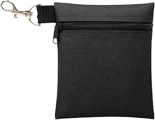 Golf Tee Pouch Travel Gear Professional Zipper Golf Tee/Ball Pouch Bag with Metal Lobster Claw Clip for Valuables and Golf Accessories, Clips to Your Golf Bag for Extra Storage(Black)