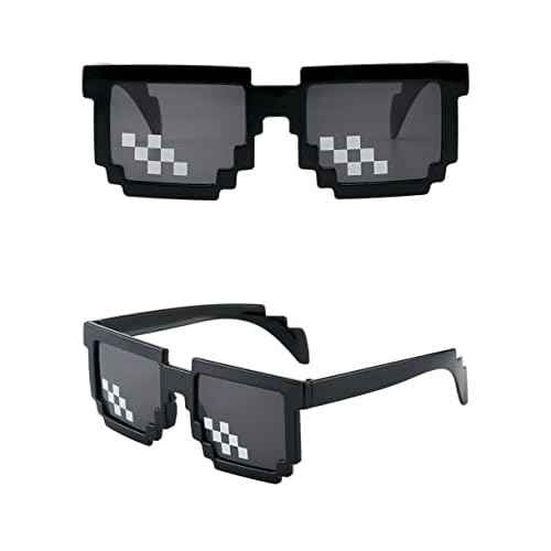 ALVOGIMOR 3 Pack Thug Life Sunglasses,Men Women Kids Pixel Mosaic Glasses, MLG Shades for Photo Props or Halloween Party