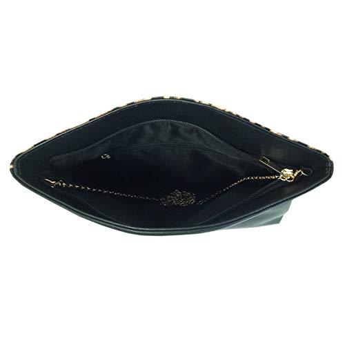 JNB Synthetic Leather Leopard Print Fold Over Clutch - Brown