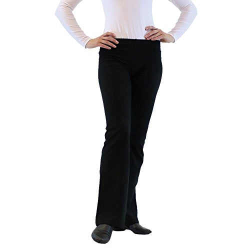 Adult Jazz Pants with Elastic Waistband - Medium Black Dance Clothing