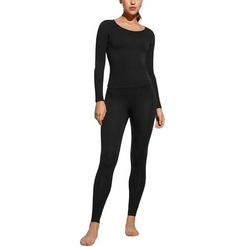CRZ YOGA Soft Thermal Underwear Sets for Women Lightweight Long Johns Base Layer Pajamas Warm Top Bottom
