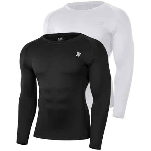 Runhit Compression Shirts for Men Long Sleeve Cool Dry Workout Undershirts Athletic Running Base Layer Top for Sports Gym