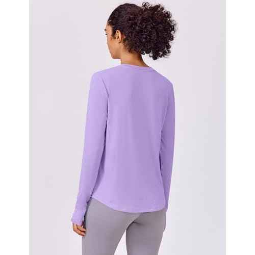 PINSPARK Soft Long Sleeve Workout Tops for Women Thumb Holes UV Sun Protection Quick Dry Golf Running Hiking Rash Shirts