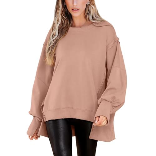 BWQ Womens Oversized Sweatshirt Crewneck Long Sleeve Shirts Pullover Sweatshirts S-2XL