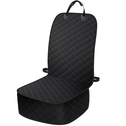 Dog Car Seat Covers, Waterproof Front Seat Cover for Dogs, Scratch-Proof, Nonslip Pet Passenger Seat Cover Protector, Universal Fit for Cars Trucks SUVs, Standard Size, Black