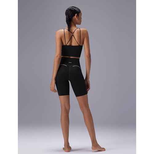 baleaf Freeleaf Broadway Womens Spaghetti Strap Dance Sports Bras, High Impact Crisscross Back, Padded Yoga Workout Tank Top