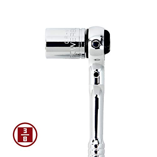 Powerbuilt 3/8 Inch Drive Swivel Head Ratchet - 72 Tooth, 5° Swing Compact Hand Tool