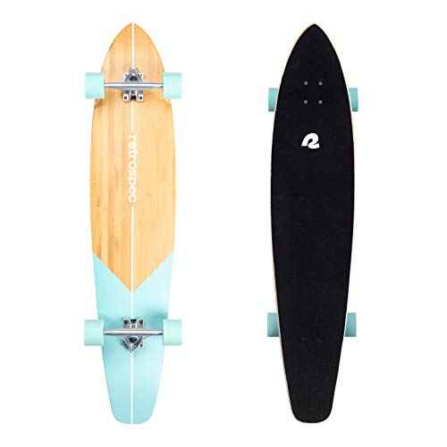 Retrospec Zed Pintail & Cruiser Longboard Adult Skateboard - 44in Bamboo & Canadian Maple Deck with ABEC-7 Bearings, 70mm PU Wheels for Commuting & Carving