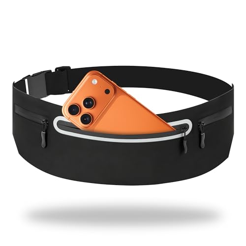 Black X-Large Running Belt for Men & Women – Ultra-Thin Fanny Pack with Pockets