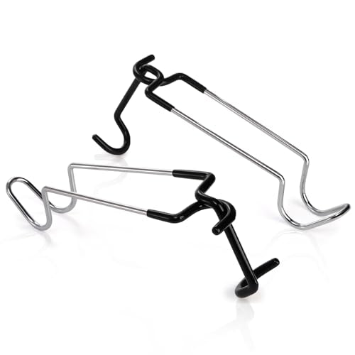 4 Pack Camping Lantern Hangers, 10" Stainless Steel Lamp Hooks with Non-Slip Rubber Clamp