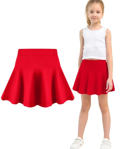 Toddler Girls Athletic Skirt with Shorts - Cheer Tennis Golf Uniform D01: Red 5-6 Years