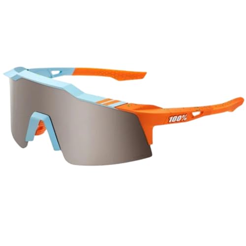 100% Speedcraft XS Sport Performance Cycling Sunglasses (Soft Tact Two Tone - HiPER Silver Mirror Lens)