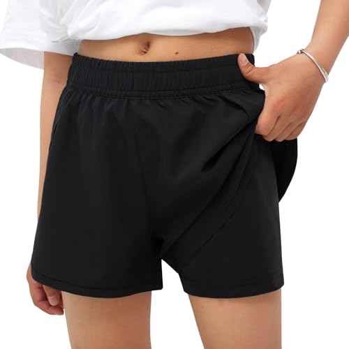 MEILONGER Girls Swim Shorts 2 in 1 Bathing Suits Kids Quick Dry Boardshort Bottoms Swimming Swimwear with Compression Liner