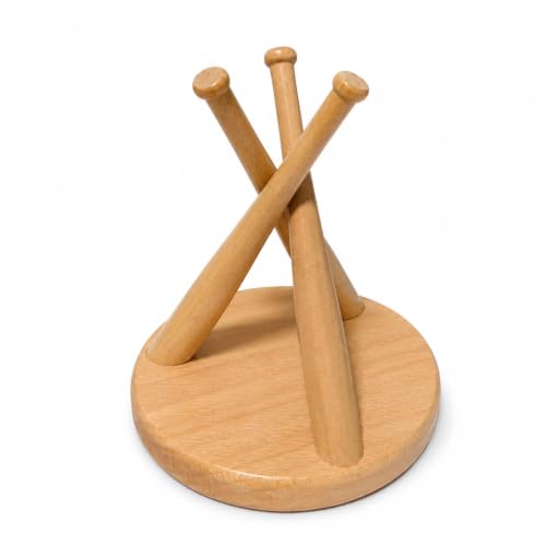 Wood Baseball Display Stand with Stable Base for Softballs & Collectibles