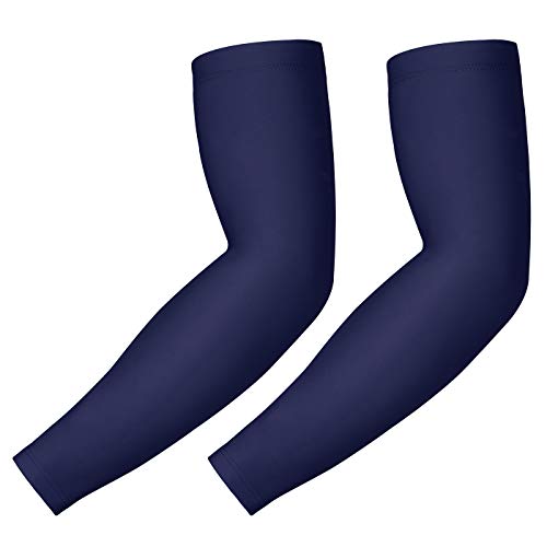 Navy Blue Compression Arm Sleeves for Adults Sun Protection Sports - Small